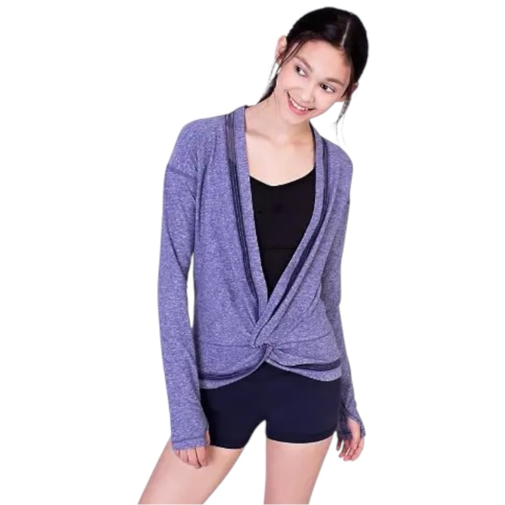 Lululemon Ivivva Girl’s Purple On The Move Twist Wrap Shrug Long Sleeve Size 8